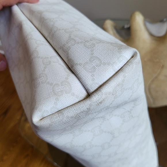GUCCI GG Plus Monogram White Tote Bag Vintage PVC,, Authentic.!!! - Picture 15 of 16